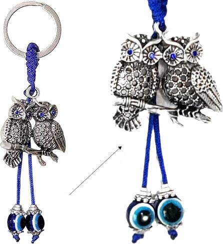LUCKBOOSTIUM Evil Eye Keychain for Women - Blue Butterfly Charm with Rhinestones, Purse Accessory, Bag Decoration, Rearview Mirror Ornament, Home Décor, Car Hanging Accessory, Spiritual Gift in Kuwait