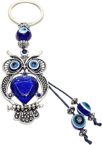 LUCKBOOSTIUM Evil Eye Keychain for Women - Blue Butterfly Charm with Rhinestones, Purse Accessory, Bag Decoration, Rearview Mirror Ornament, Home Décor, Car Hanging Accessory, Spiritual Gift in Kuwait
