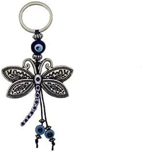 LUCKBOOSTIUM Evil Eye Keychain for Women - Blue Butterfly Charm with Rhinestones, Purse Accessory, Bag Decoration, Rearview Mirror Ornament, Home Décor, Car Hanging Accessory, Spiritual Gift in Kuwait