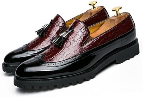 Men's Vintage Leather Wingtip Tassel Brogue Slip-On Dress Loafers Fashion Low-Top Breathable Smoking Formal Shoes Comfort Non-Slip Business Wedding Party Shoes in Saudi Arabia