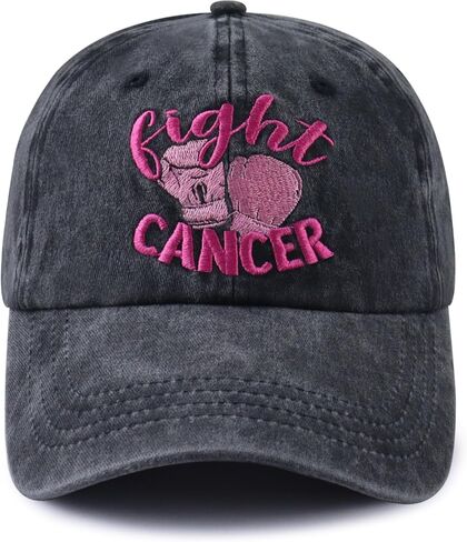 Fight Cancer Hats for Women, Adjustable Cotton Embroidered Boxing Gloves Baseball Cap in Saudi Arabia