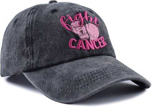 Fight Cancer Hats for Women, Adjustable Cotton Embroidered Boxing Gloves Baseball Cap in Saudi Arabia