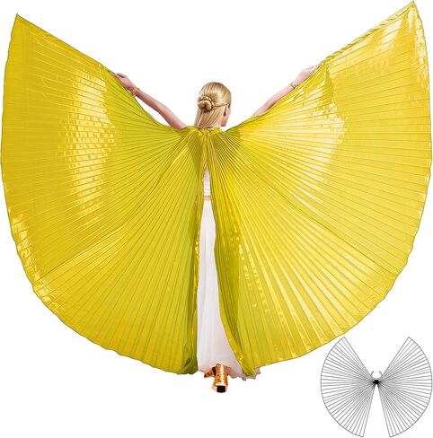 MUNAFIE Belly Dance Isis Wings with Sticks Halloween Carnival Performance Dance Costume Angel Wings(Open on The Back) in Kuwait