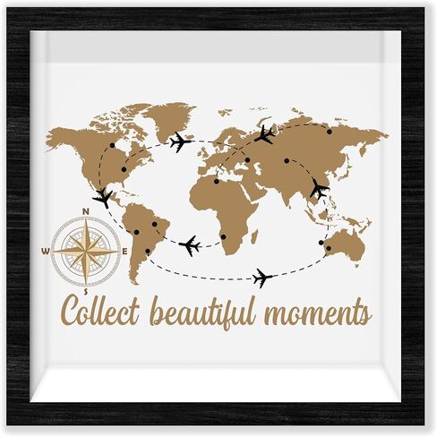 Black Travel Shadow Box Frame with Slot, Our Adventures Boxes Frames for Fund, 8x8 Memory Box for Keepsakes, Travel Gifts and Decorations, 22 in Kuwait