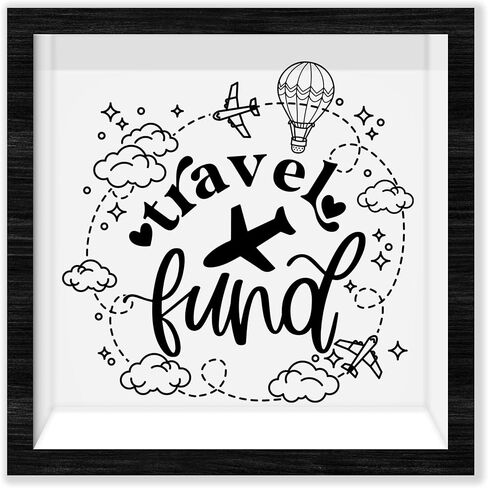 Black Travel Shadow Box Frame with Slot, Our Adventures Boxes Frames for Fund, 8x8 Memory Box for Keepsakes, Travel Gifts and Decorations, 22 in Kuwait