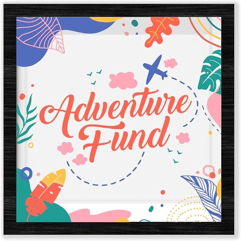 Black Travel Shadow Box Frame with Slot, Our Adventures Boxes Frames for Fund, 8x8 Memory Box for Keepsakes, Travel Gifts and Decorations, 22 in Kuwait