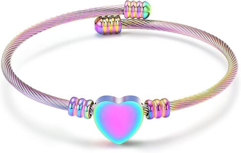 Oinsi Heart Urn Bracelet for Women - Cremation Bracelet for Ashes Stainless Steel Memorial Ashes Keepsake Gift Cuff Bangle for Loved Ones in Saudi Arabia
