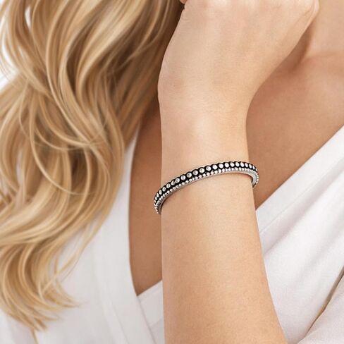 Vintage Cuff Bracelet Bangle, White Copper Plated with Silver Adjustable Open Bangle with Carved Dot Design Handcrafted Jewelry Gift Accessory for Woman in Saudi Arabia