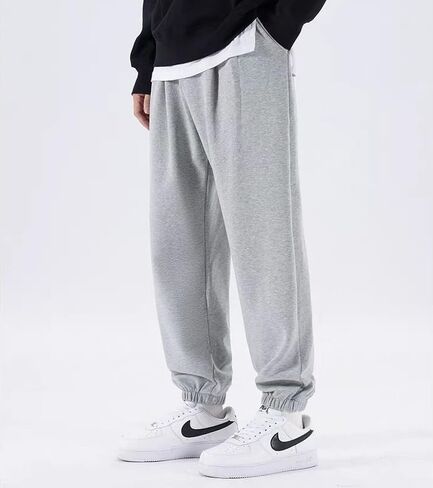 Men's Black Cuffed Sweatpants, Loose Elastic Waist Joggers Suitable for Daily Wear in Saudi Arabia