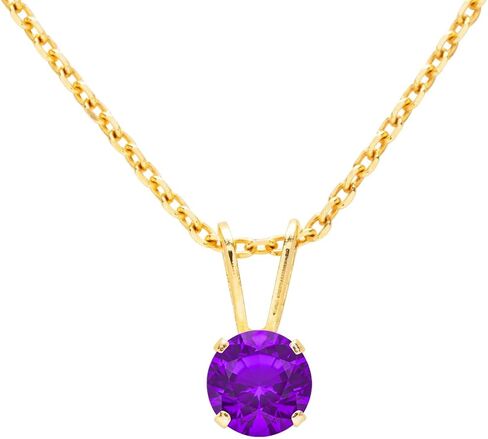 قلادة SuperJeweler من الأحجار الكريمة سوليتير 1/2 قيراط من الذهب مع سلسلة مجانية - تتوفر خيارات متعددة من الأحجار الكريمة in Saudi Arabia