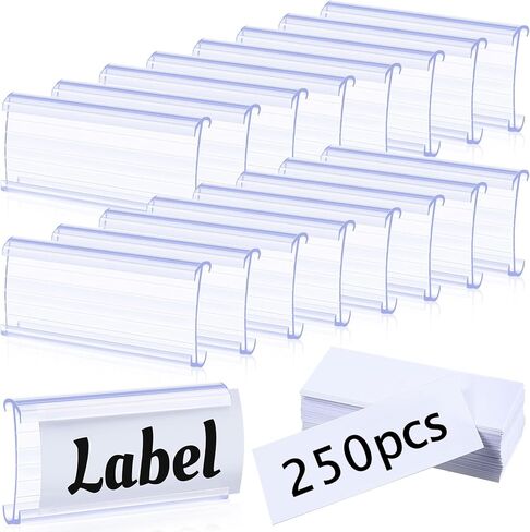 150 Pcs Wire Shelf Label Holders Wire Label Holder Plastic Shelf Tags for Wire Shelving Metro Shelving Clips Shelf Label Clips with Label Paper Inserts, Compatible with 1-1/4 Inch Shelves in Kuwait