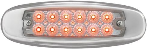 Grand General 78566 Amber Rectangular Spyder 12-LED Marker and Clearance Sealed Light with Clear Lens and Stainless Steel Rim in Kuwait