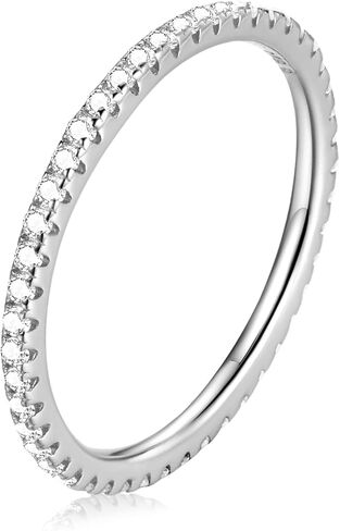 HONGRUI 1.4 MM Thin Band Eternity Rings 14K Gold Plating Cubic Zirconia Egagement Rings Wedding Anniversary Valentine Christmas Stackable Ring For Women jewelry Gifts in Saudi Arabia