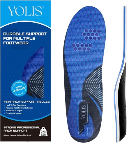 yolis النعال تقويم العظام التهاب اللفافة الأخمصية للأقدام المسطحة، إدراج دعم القوس للرجال والنساء، 220 + رطل نعل حذاء العمل الثقيلة لآلام الكعب والقدم، وتخفيف آلام القوس، وامتصاص الصدمات in Saudi Arabia