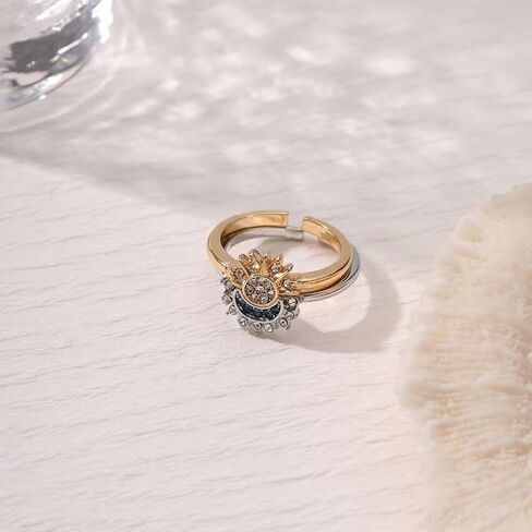 Adjustable Moon and Stars Sun Stacking Rings for Women, Adults, with crystal in Saudi Arabia