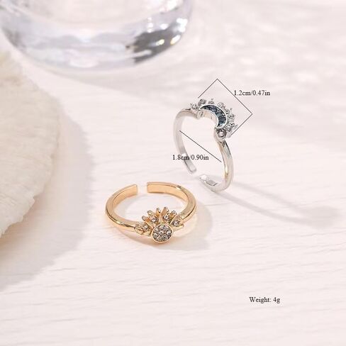 Adjustable Moon and Stars Sun Stacking Rings for Women, Adults, with crystal in Saudi Arabia