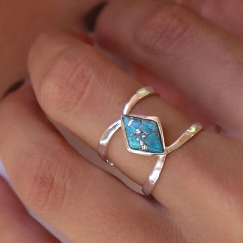 Turquoise Ring for Women Western Jewelry Gold Silver Boho Statement Minimalist Simple Stackable Knuckle Thumb Ring for Western Outfit Christmas New Year Valentines Day Jewelry Gifts in Saudi Arabia