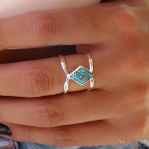 Turquoise Ring for Women Western Jewelry Gold Silver Boho Statement Minimalist Simple Stackable Knuckle Thumb Ring for Western Outfit Christmas New Year Valentines Day Jewelry Gifts in Saudi Arabia