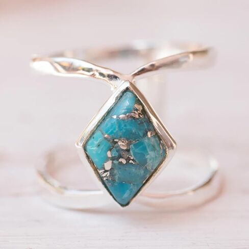Turquoise Ring for Women Western Jewelry Gold Silver Boho Statement Minimalist Simple Stackable Knuckle Thumb Ring for Western Outfit Christmas New Year Valentines Day Jewelry Gifts in Saudi Arabia