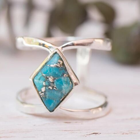 Turquoise Ring for Women Western Jewelry Gold Silver Boho Statement Minimalist Simple Stackable Knuckle Thumb Ring for Western Outfit Christmas New Year Valentines Day Jewelry Gifts in Saudi Arabia