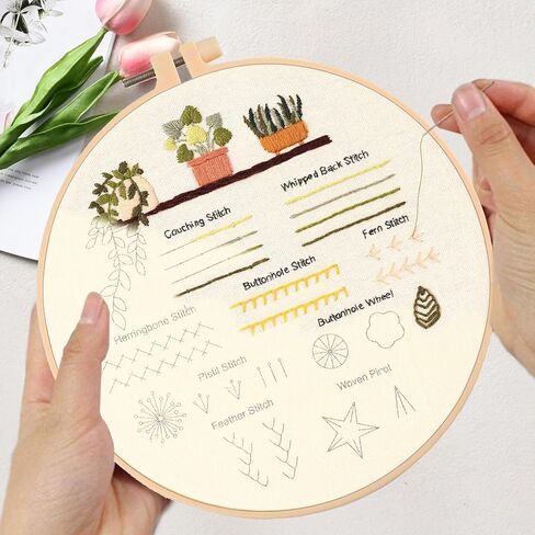 Hi-yomilaugh 3 حزمة المبتدئين مجموعات التطريز للبالغين DIY Craft Starter مجموعة مع أنماط مختومة تطريز إبر ملونة الملونة من السهل اتباع التعليمات والفيديو التعليمي in Saudi Arabia