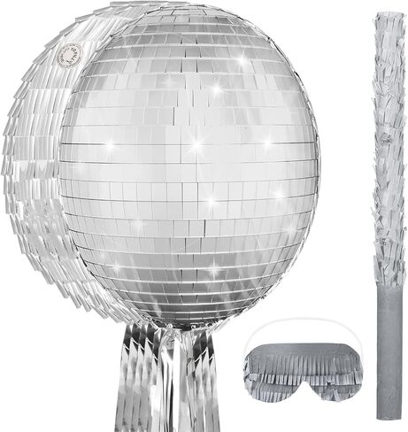 Aoriher Disco Party Piñata 80s 90s التزلج على الجليد Piñata Mirror Disco Ball Piñata Hip Hop Skate Party Piñata Stick Mask Convetti for 80s Disco Disco Party Party Supplies Decor (Rainbow Ball) in Kuwait