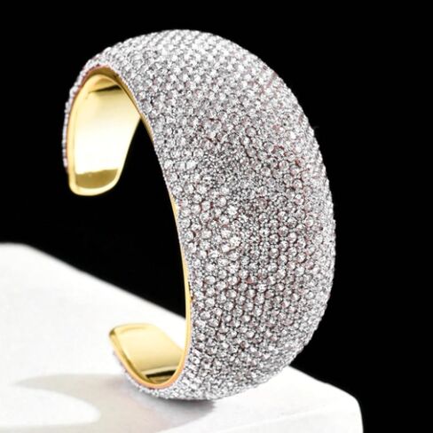 Long tiantian Chunky Rhinestone Bracelet for Women Wedding Guest Jewelry Elegant Cuff for Indian or Floral Dresses in Saudi Arabia