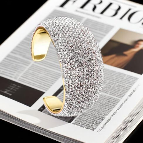Long tiantian Chunky Rhinestone Bracelet for Women Wedding Guest Jewelry Elegant Cuff for Indian or Floral Dresses in Saudi Arabia