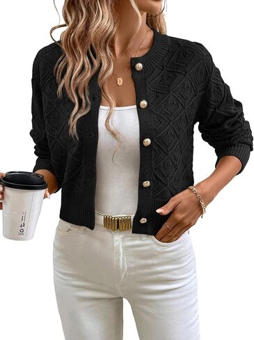 SHENHE Women's Cropped Cardigan Sweaters Mock Neck Button Down Dressy Crop Sweaters in Saudi Arabia