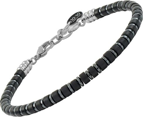 10:10 Beaded Bracelet for Men and Women – Natural Gemstone Bracelet, Hematite and Stainless Steel – Adjustable, Durable and Elegant – Made in Italy in Saudi Arabia