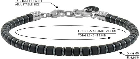 10:10 Beaded Bracelet for Men and Women – Natural Gemstone Bracelet, Hematite and Stainless Steel – Adjustable, Durable and Elegant – Made in Italy in Saudi Arabia