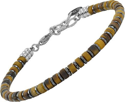 10:10 Beaded Bracelet for Men and Women – Natural Gemstone Bracelet, Hematite and Stainless Steel – Adjustable, Durable and Elegant – Made in Italy in Saudi Arabia