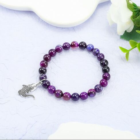 LIUANAN هدايا التمساح للنساء أساور لطيف لمحبي التمساح مجوهرات الحجر الطبيعي الجمشت in Kuwait