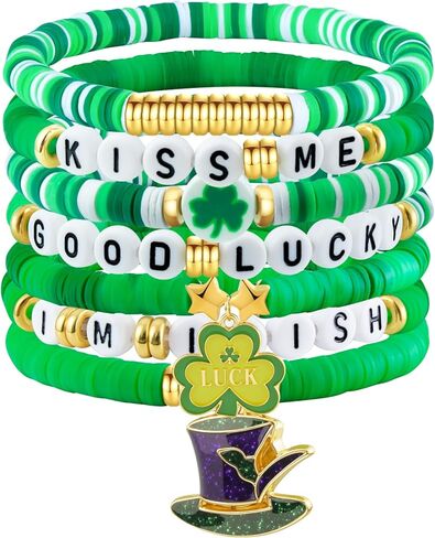 Friendship Beaded Bracelets for Women, Stackable Colorful Surfer Boho Clay Bead Stretch Bracelets in Saudi Arabia