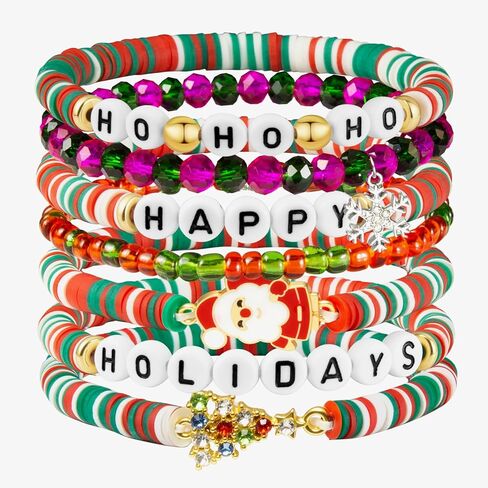 Friendship Beaded Bracelets for Women, Stackable Colorful Surfer Boho Clay Bead Stretch Bracelets in Saudi Arabia