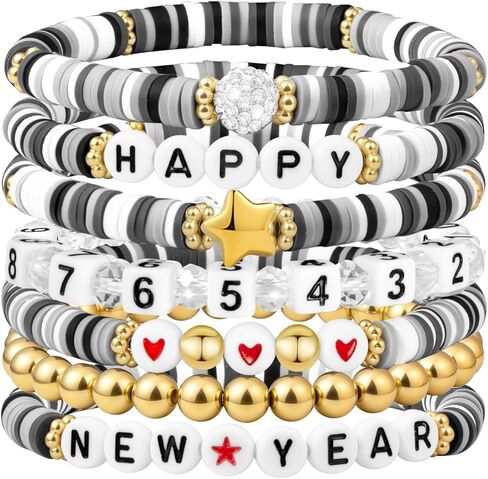 Friendship Beaded Bracelets for Women, Stackable Colorful Surfer Boho Clay Bead Stretch Bracelets in Saudi Arabia