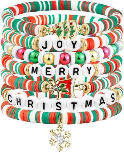 Friendship Beaded Bracelets for Women, Stackable Colorful Surfer Boho Clay Bead Stretch Bracelets in Saudi Arabia