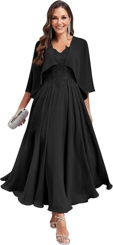 فساتين أم العروس شيفون مع جاكيتات قطعتين من الدانتيل فساتين السهرة الرسمية in Kuwait