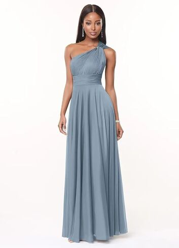 CuteMe Chiffon One Shoulder Bridesmaid Dress for Women Ruched Long Formal Dress with Pockets CC001 in Saudi Arabia
