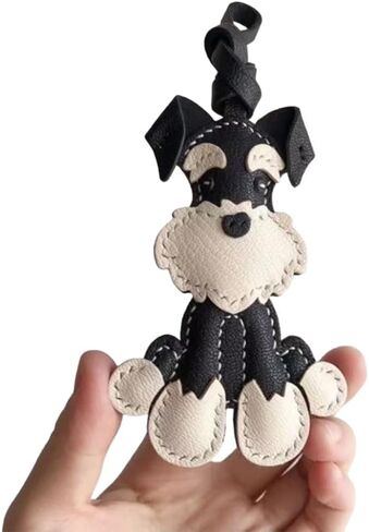 KeyChain Elegant Schnauzer Dog Keychain Fashionable Leather Charm Handmade Key chain for Women Christmas Gifts in Saudi Arabia
