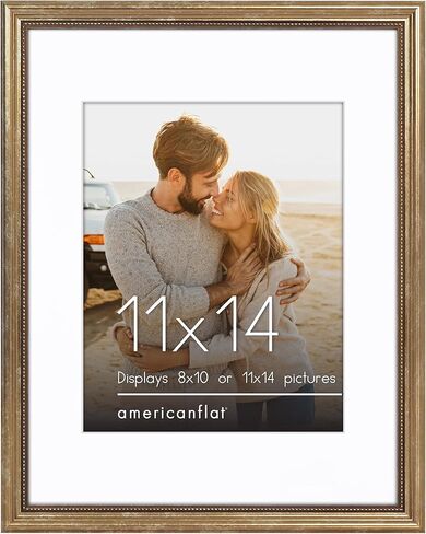 Americanflat 16x20 Picture Frame with Polished Plexiglass - Use as 11x14 Frame with Mat or Display 16x20 Photo Without Mat - Ornate Picture Frames for Wall Display - Silver in Saudi Arabia