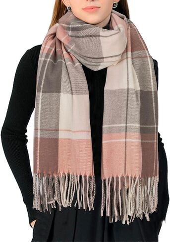Women's Winter-Plaid-Scarf Soft Cashmere Feels Warm-Shawl Tartan Scarves Long Blanket Wraps in Saudi Arabia