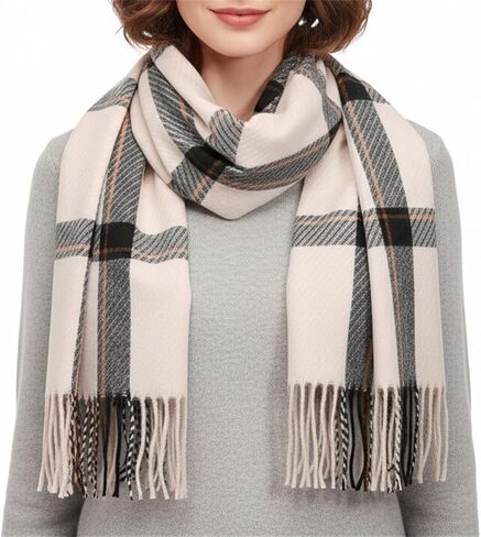 Winter Scarf for Women - Plaid Shawl Wraps for Women Oversized Scarves Cashmere Feel Tassel, 27.6x70.9 in, Warm & Stylish in Saudi Arabia