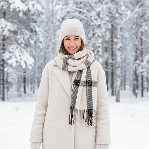Winter Scarf for Women - Plaid Shawl Wraps for Women Oversized Scarves Cashmere Feel Tassel, 27.6x70.9 in, Warm & Stylish in Saudi Arabia