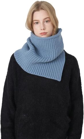 Molodo Neck Warmer Women Chunky Knitted Cowl Neck Winter Warm Cozy Soft Solid Fashion Versatile Scarf in Saudi Arabia