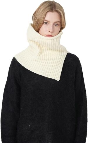 Molodo Neck Warmer Women Chunky Knitted Cowl Neck Winter Warm Cozy Soft Solid Fashion Versatile Scarf in Saudi Arabia