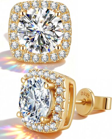 BUMBLEBEE 925 Sterling Silver Stud Moissanite Earrings for Women and Men,14K Gold Plated with 1CTTW-4CTTW VVS1 ,Hypoallergenic Studs,Gift for Valentine's Wedding Anniversary,Birthday,Certification & Elegant Gift Box in Saudi Arabia