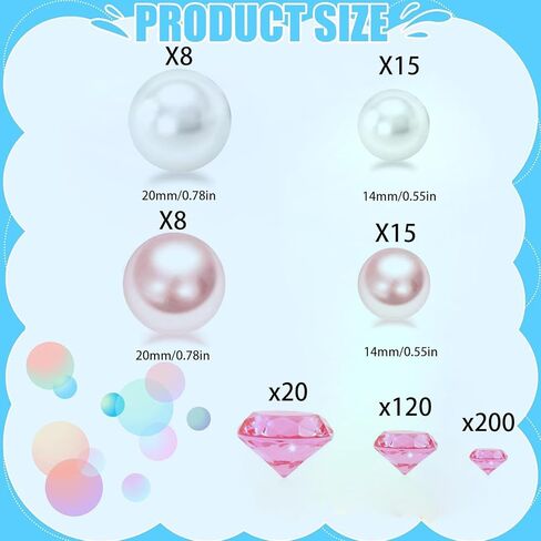 Cqueni 366Pcs Vase Filler Beads Diamonds Pearl No Hole Faux Pearl Beads for Vase Filling Decorations, Candle Centerpieces, Wedding Birthday Party Home Table Decorations (Pink White) in Saudi Arabia