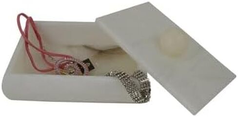 Handcarved Alabaster Stone Jewlrey Box Imported from Italy 6" Wide in Cream in Saudi Arabia