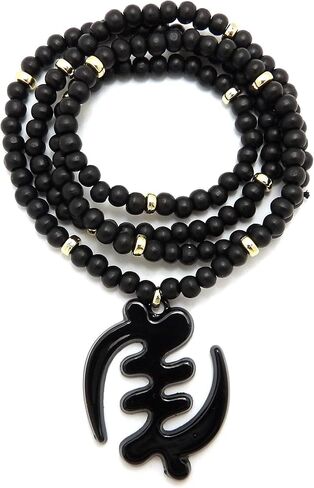 Fashion 21 God of the Akan Gye Nyame Pendant 6 mm 30 inches Wooden Bead Necklace in Saudi Arabia
